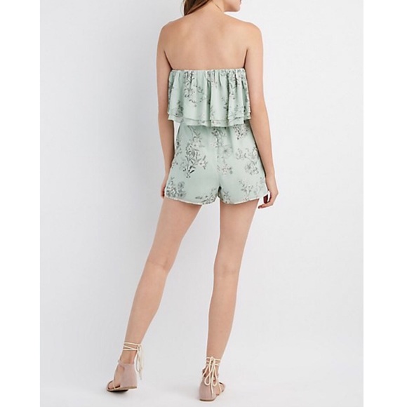 Strapless Ruffle Romper Floral Print - Picture 4 of 5